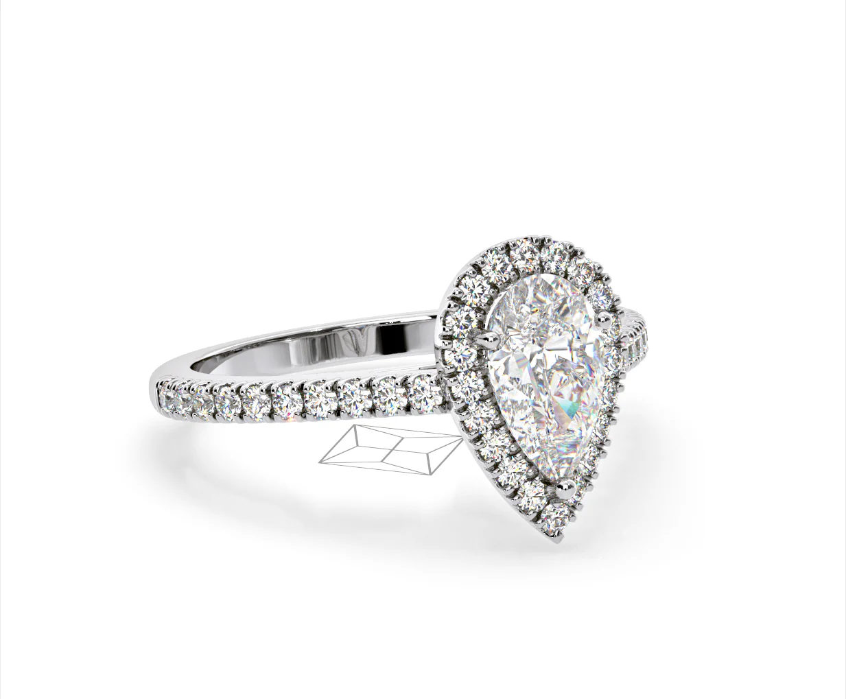 Diana Lab Diamond Pear Halo Engagement Ring 18KW Gold 2.60ct F/VS1 - Image 160