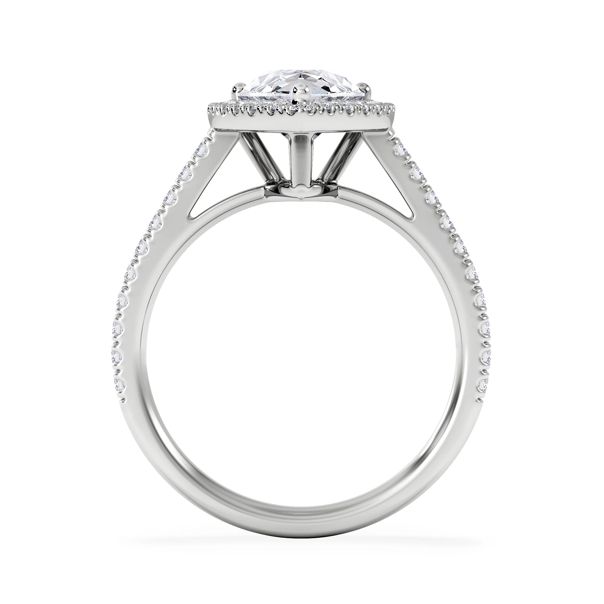 Diana Lab Diamond Pear Halo Engagement Ring 18KW Gold 2.60ct F/VS1 - Image 3