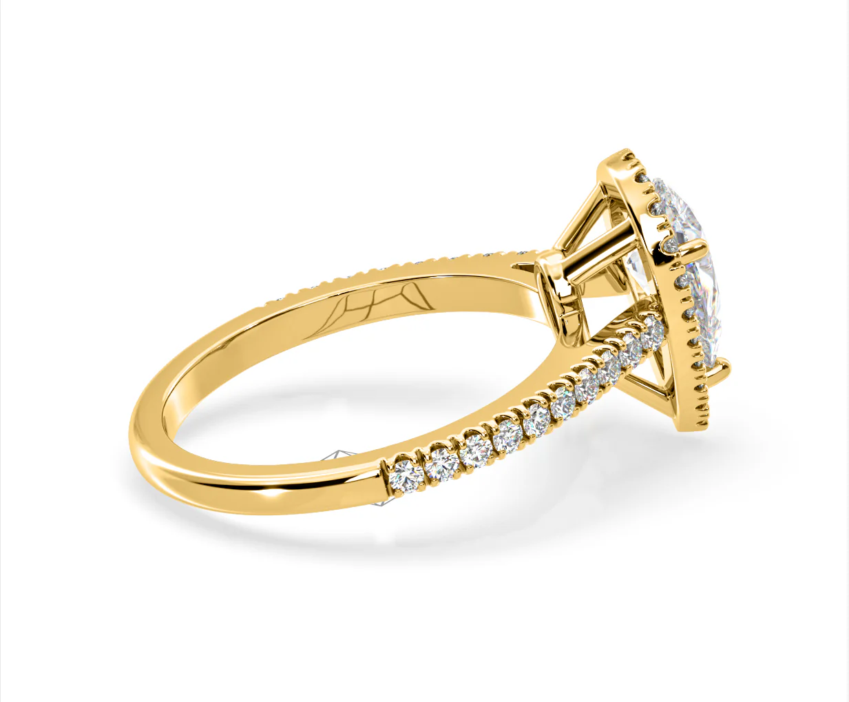 Diana Lab Diamond Pear Halo Engagement Ring in 18K Gold 2.10ct F/VS1 - Image 143