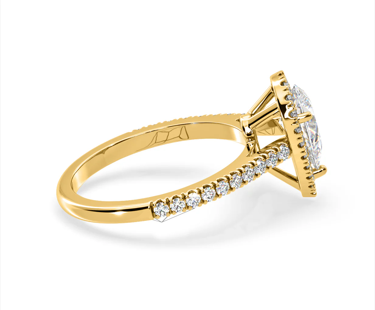 Diana Lab Diamond Pear Halo Engagement Ring in 18K Gold 2.10ct F/VS1 - Image 145