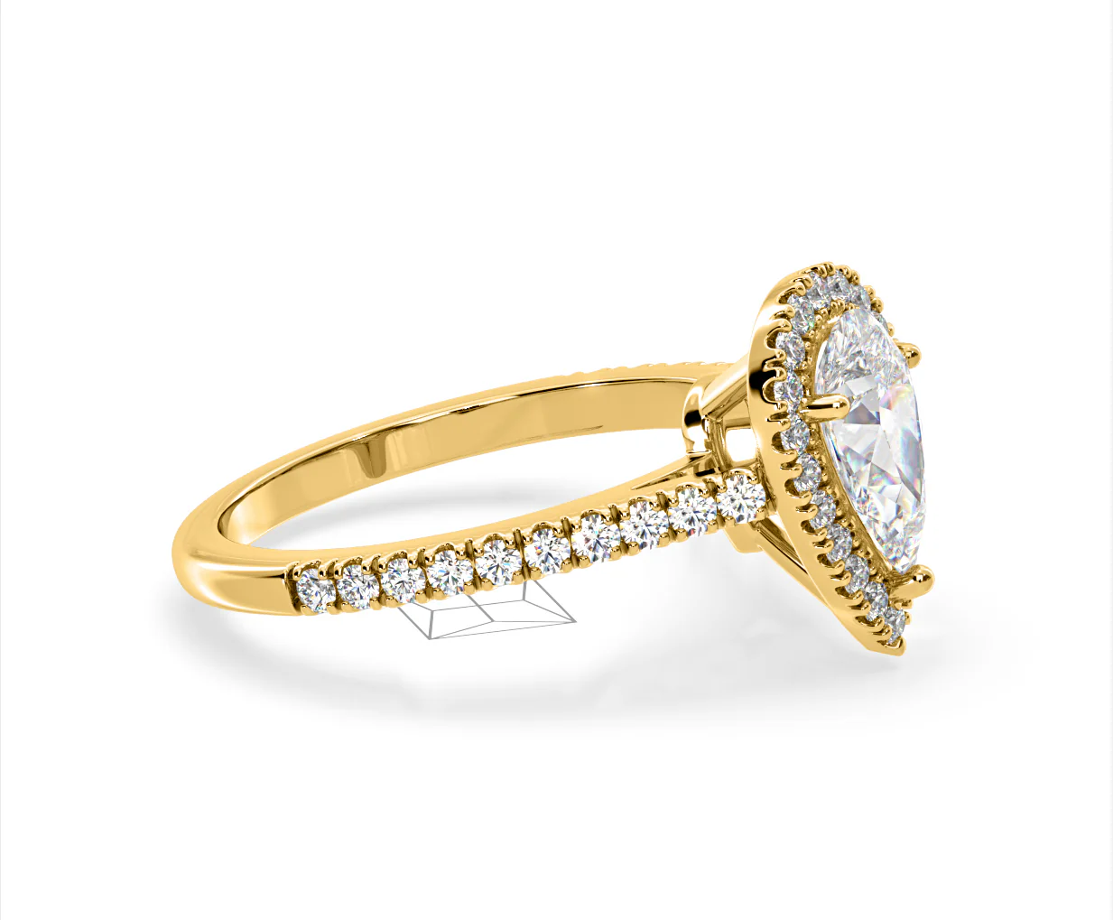 Diana Lab Diamond Pear Halo Engagement Ring in 18K Gold 2.10ct F/VS1 - Image 152