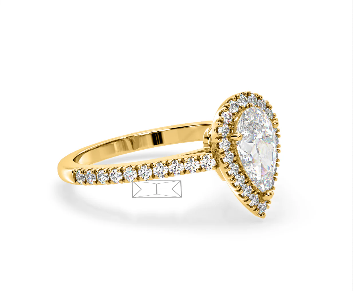 Diana Lab Diamond Pear Halo Engagement Ring in 18K Gold 2.10ct F/VS1 - Image 156