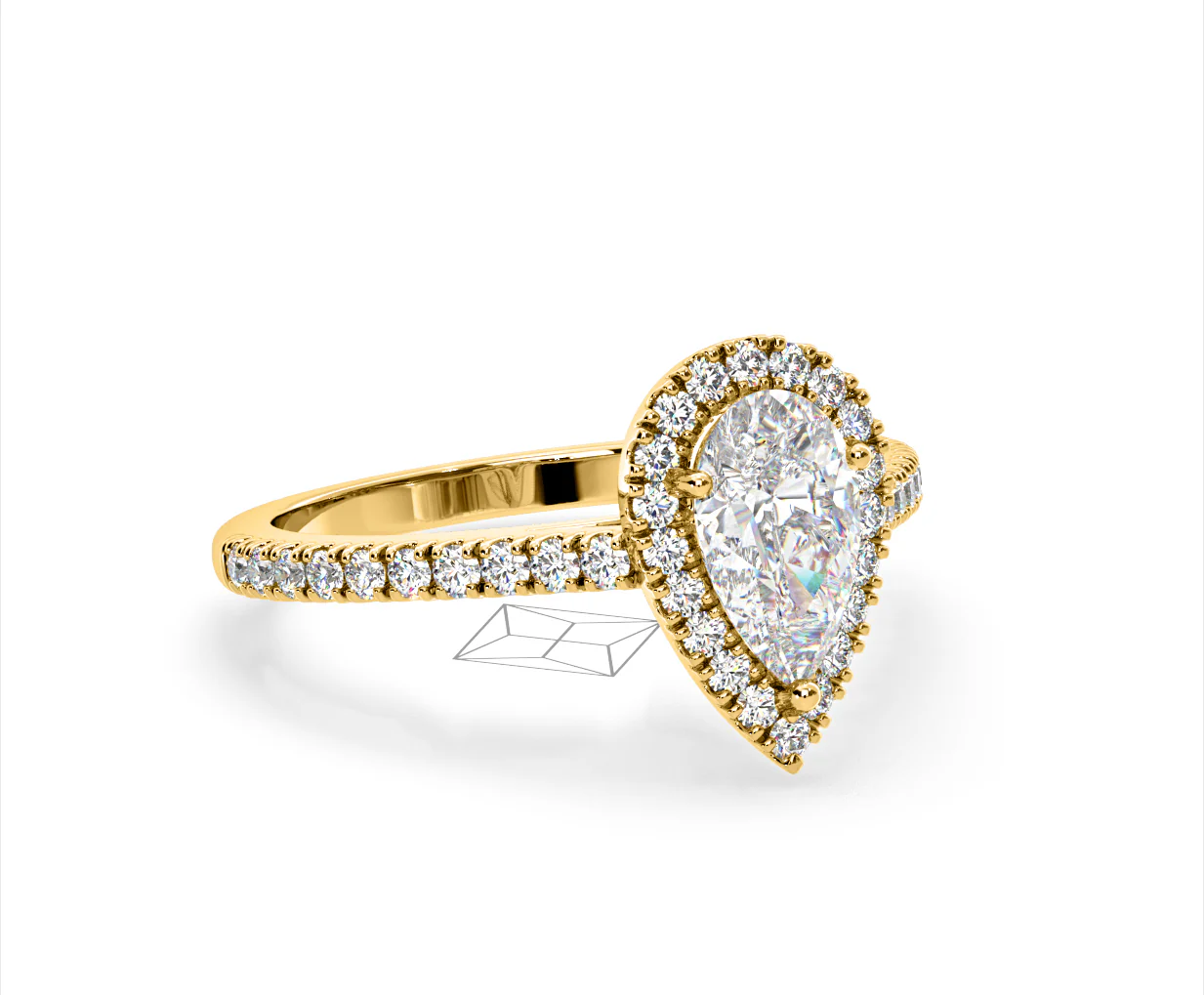 Diana Lab Diamond Pear Halo Engagement Ring in 18K Gold 2.10ct F/VS1 - Image 160