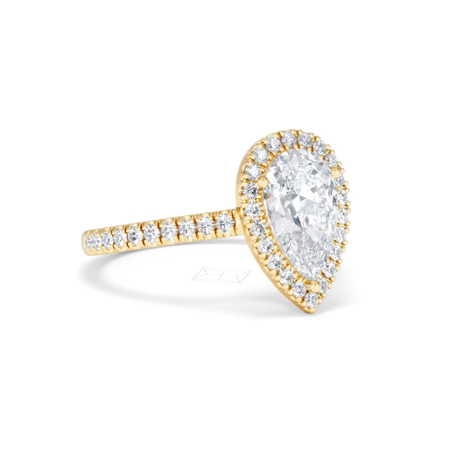 Diana Lab Diamond Pear Halo Engagement Ring in 18K Gold 2.10ct F/VS1 - Image 18
