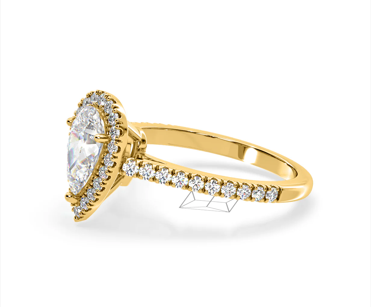 Diana Lab Diamond Pear Halo Engagement Ring in 18K Gold 2.60ct F/VS1 - Image 101