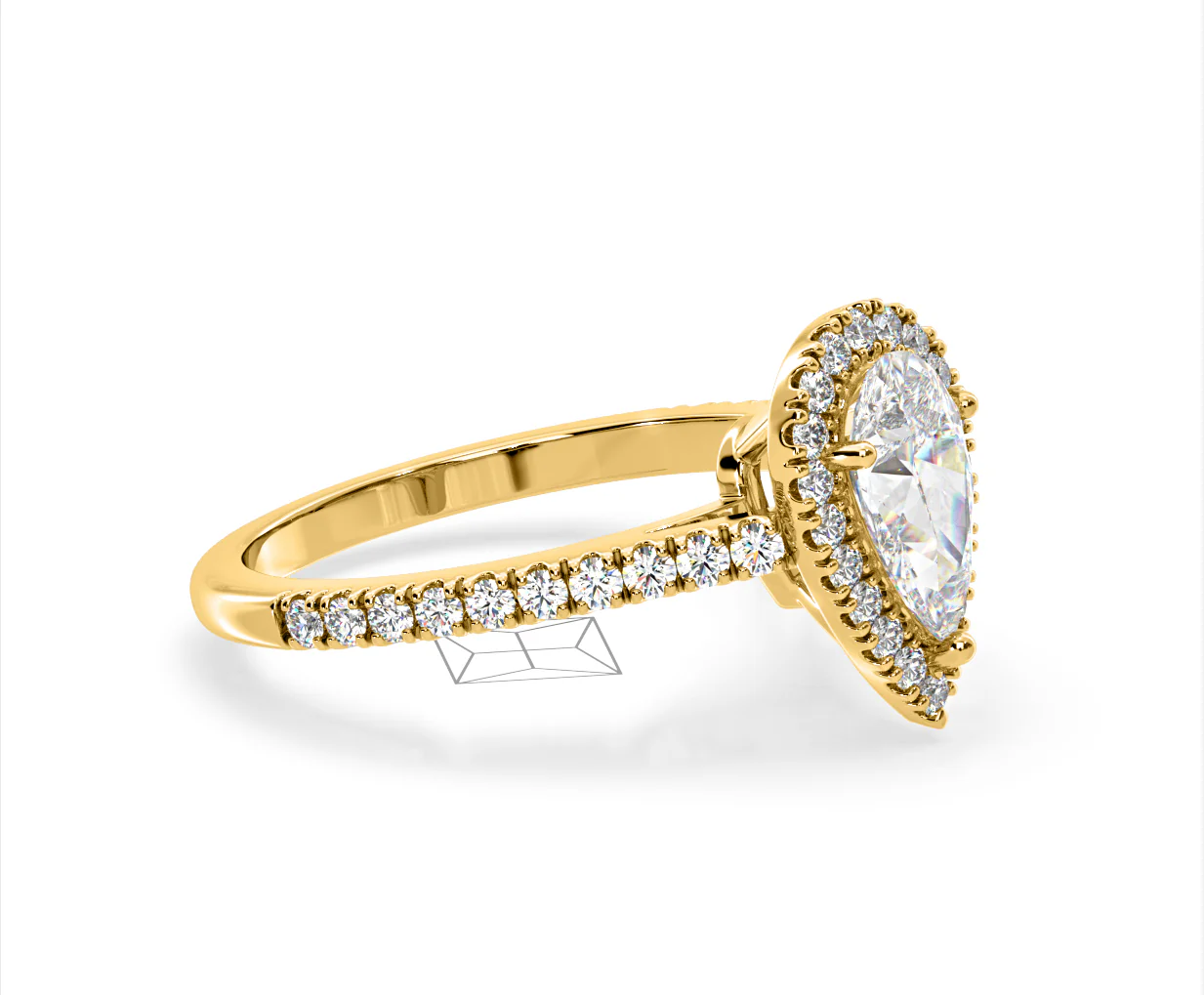 Diana Lab Diamond Pear Halo Engagement Ring in 18K Gold 2.60ct F/VS1 - Image 155