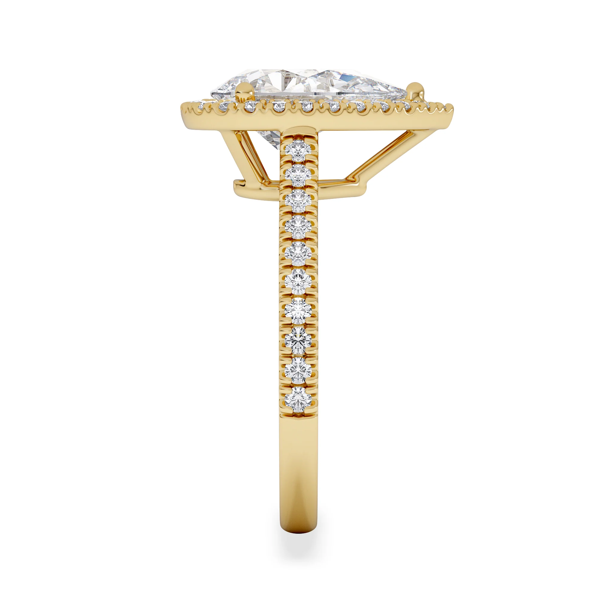 Diana Lab Diamond Pear Halo Engagement Ring in 18K Gold 2.60ct F/VS1 - Image 5