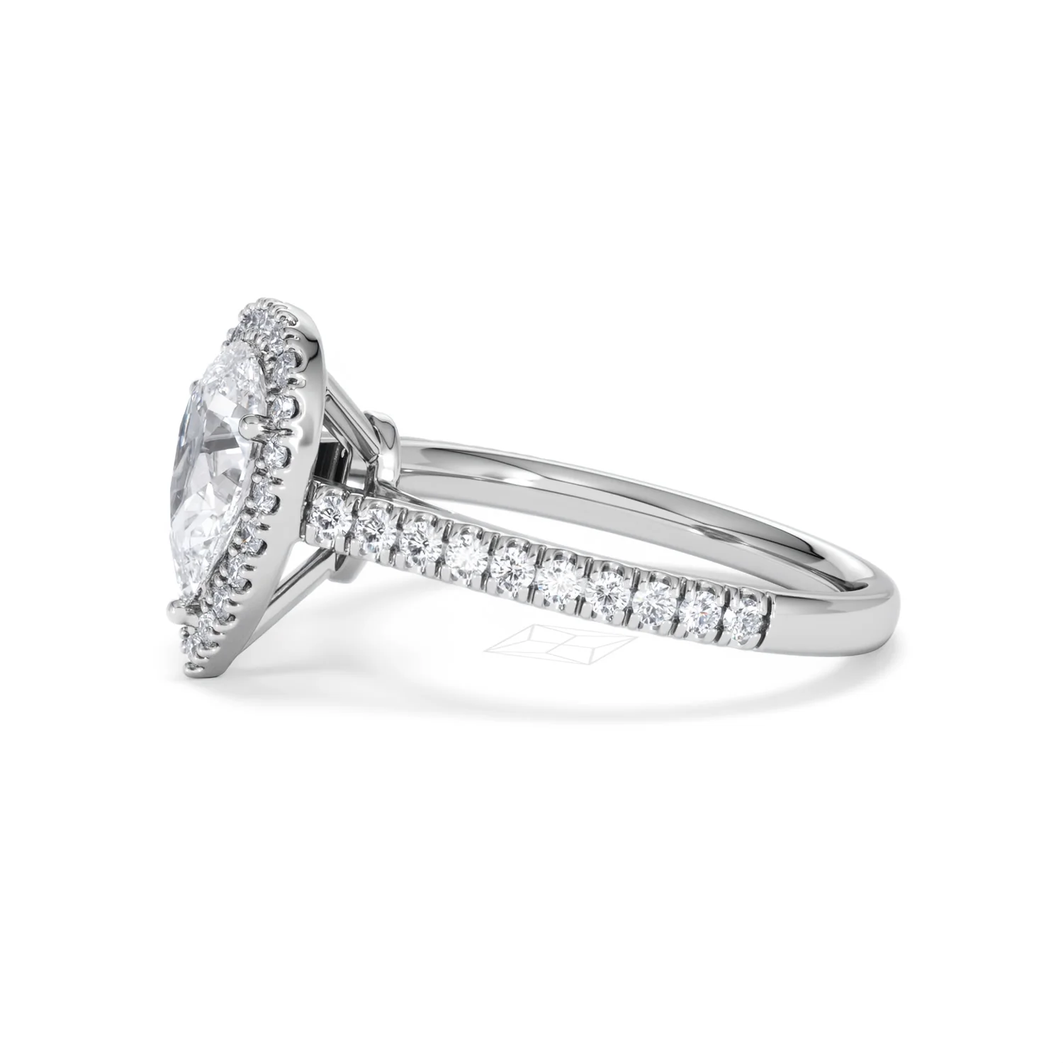 Diana Lab Diamond Pear Halo Engagement Ring Platinum 1.60ct F/VS1 - Image 75