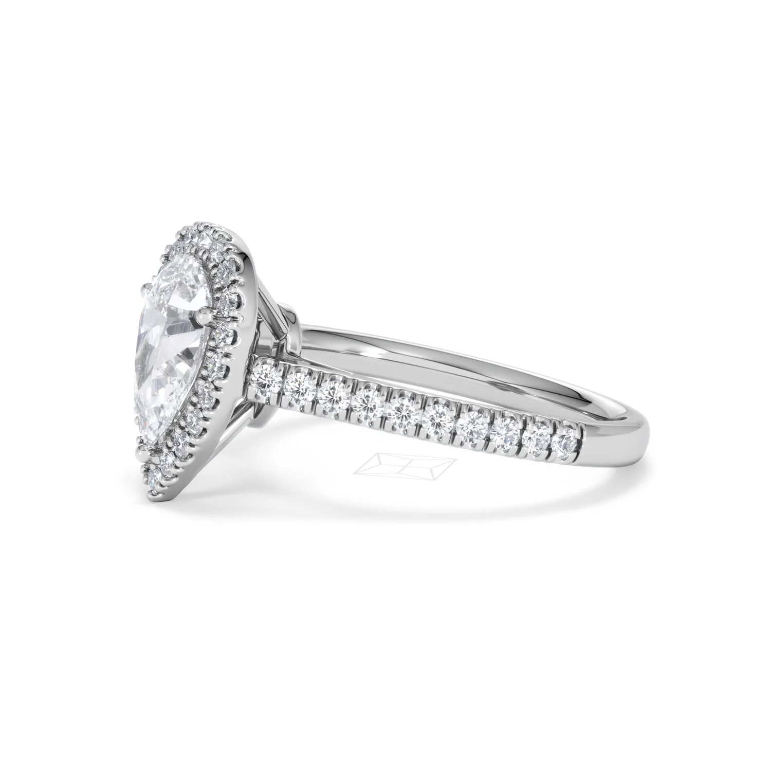Diana Lab Diamond Pear Halo Engagement Ring Platinum 1.60ct F/VS1 - Image 77