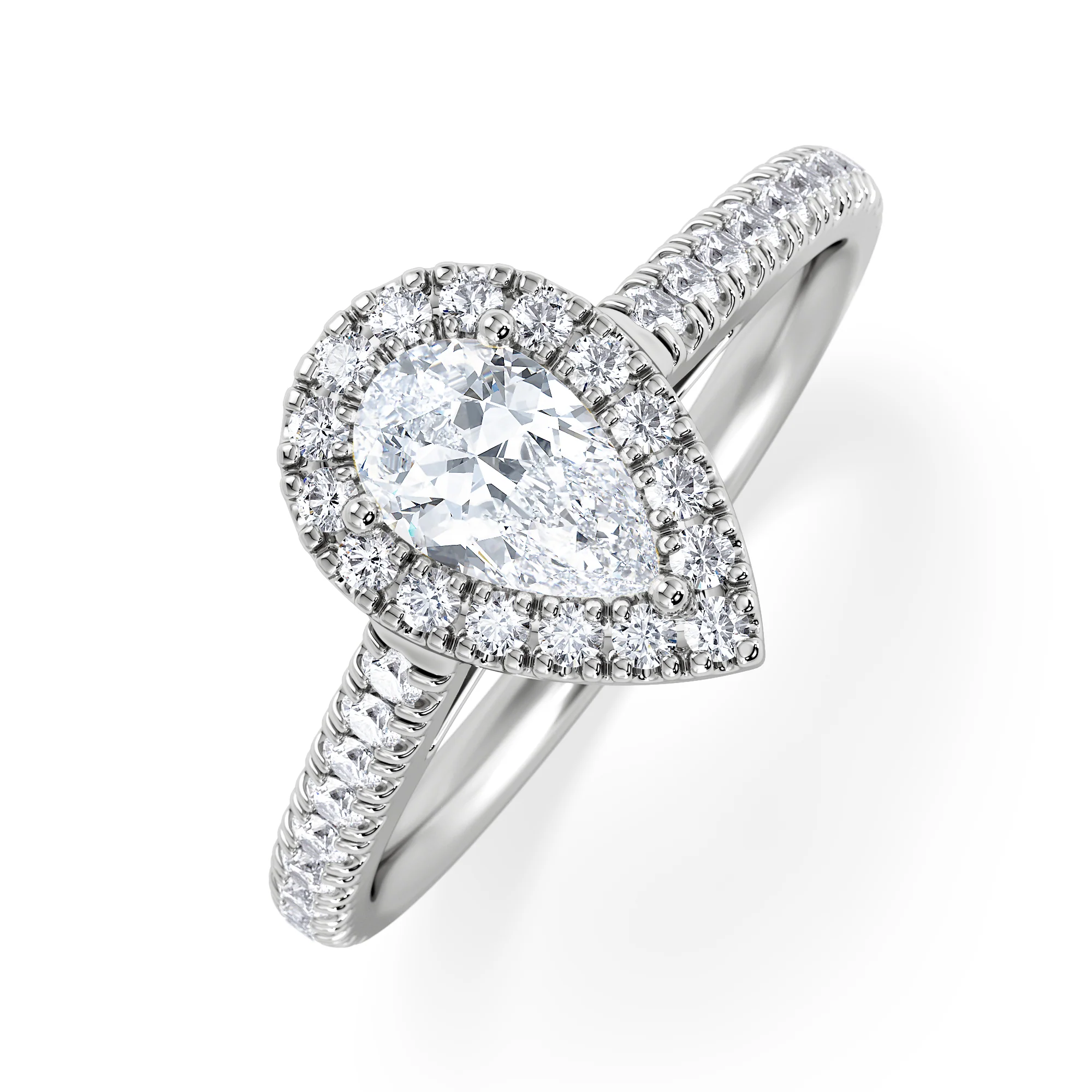 Diana Lab Diamond Pear Halo Engagement Ring Platinum 1ct F/VS1