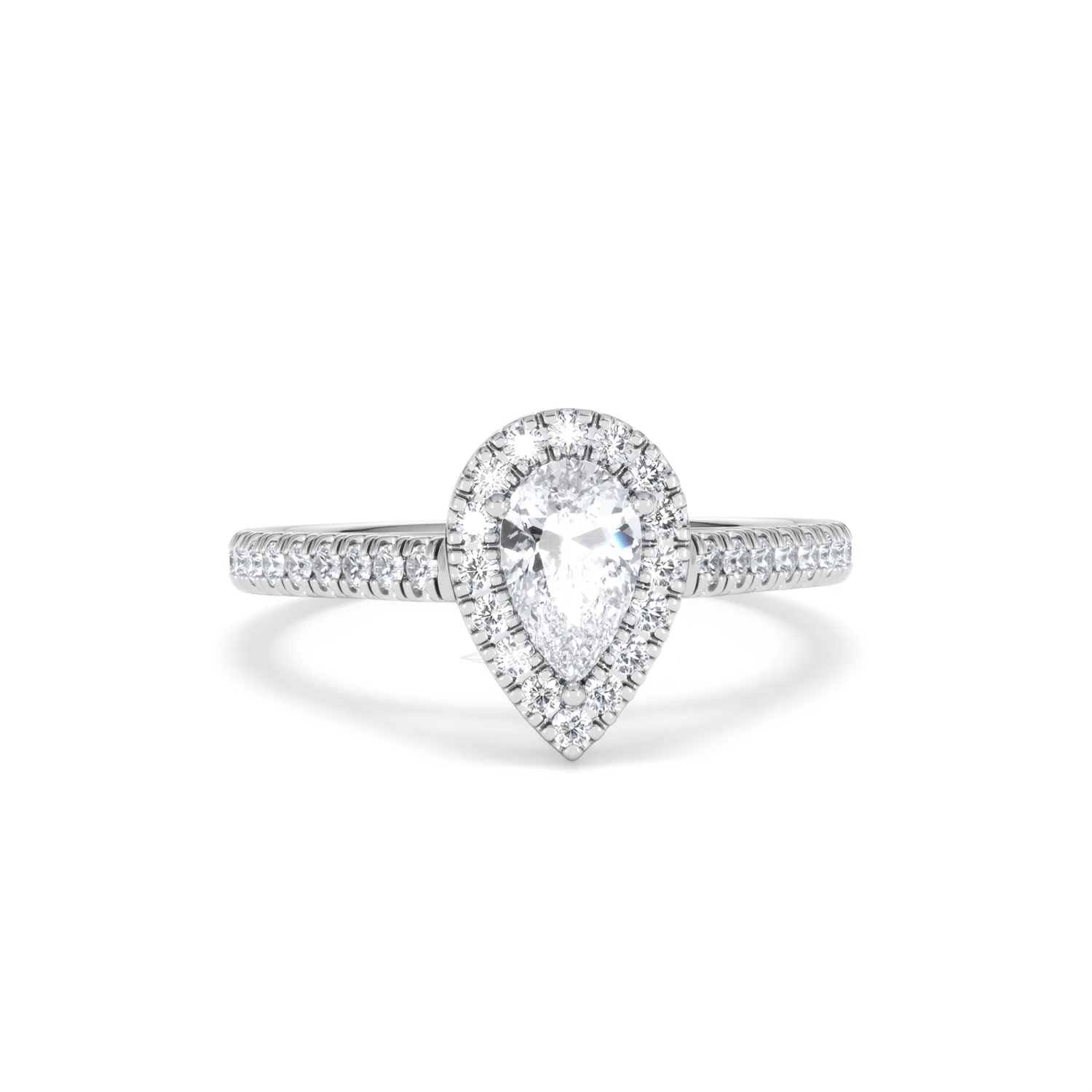 Diana Lab Diamond Pear Halo Engagement Ring Platinum 1ct F/VS1 - Image 10
