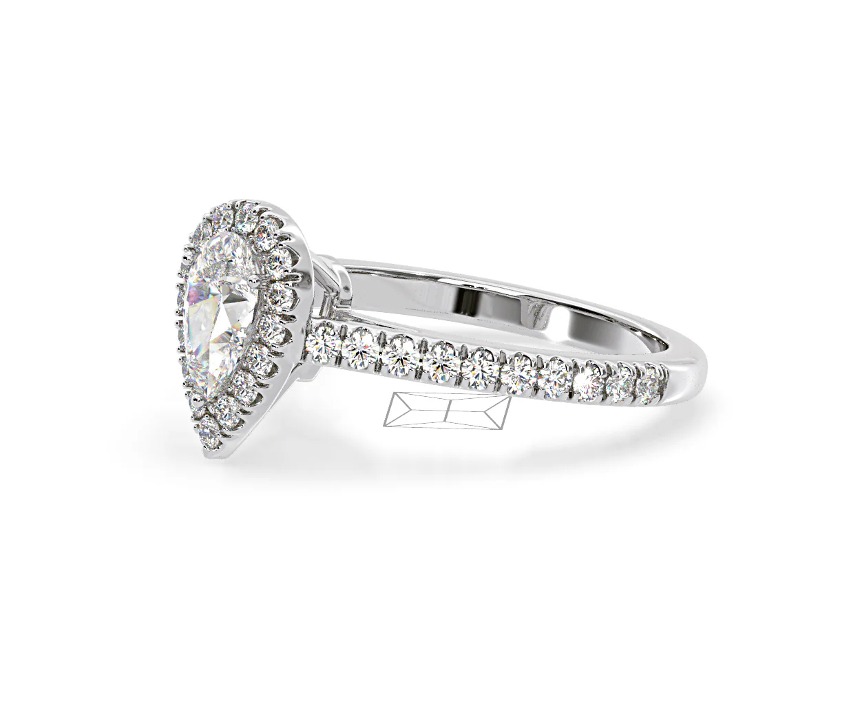 Diana Lab Diamond Pear Halo Engagement Ring Platinum 1ct F/VS1 - Image 100