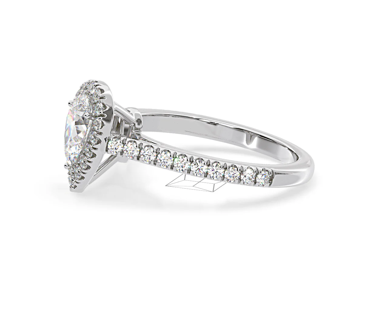 Diana Lab Diamond Pear Halo Engagement Ring Platinum 1ct F/VS1 - Image 104