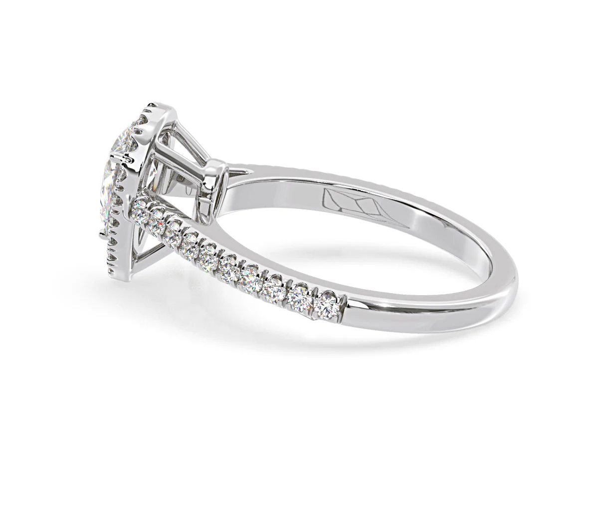Diana Lab Diamond Pear Halo Engagement Ring Platinum 1ct F/VS1 - Image 112