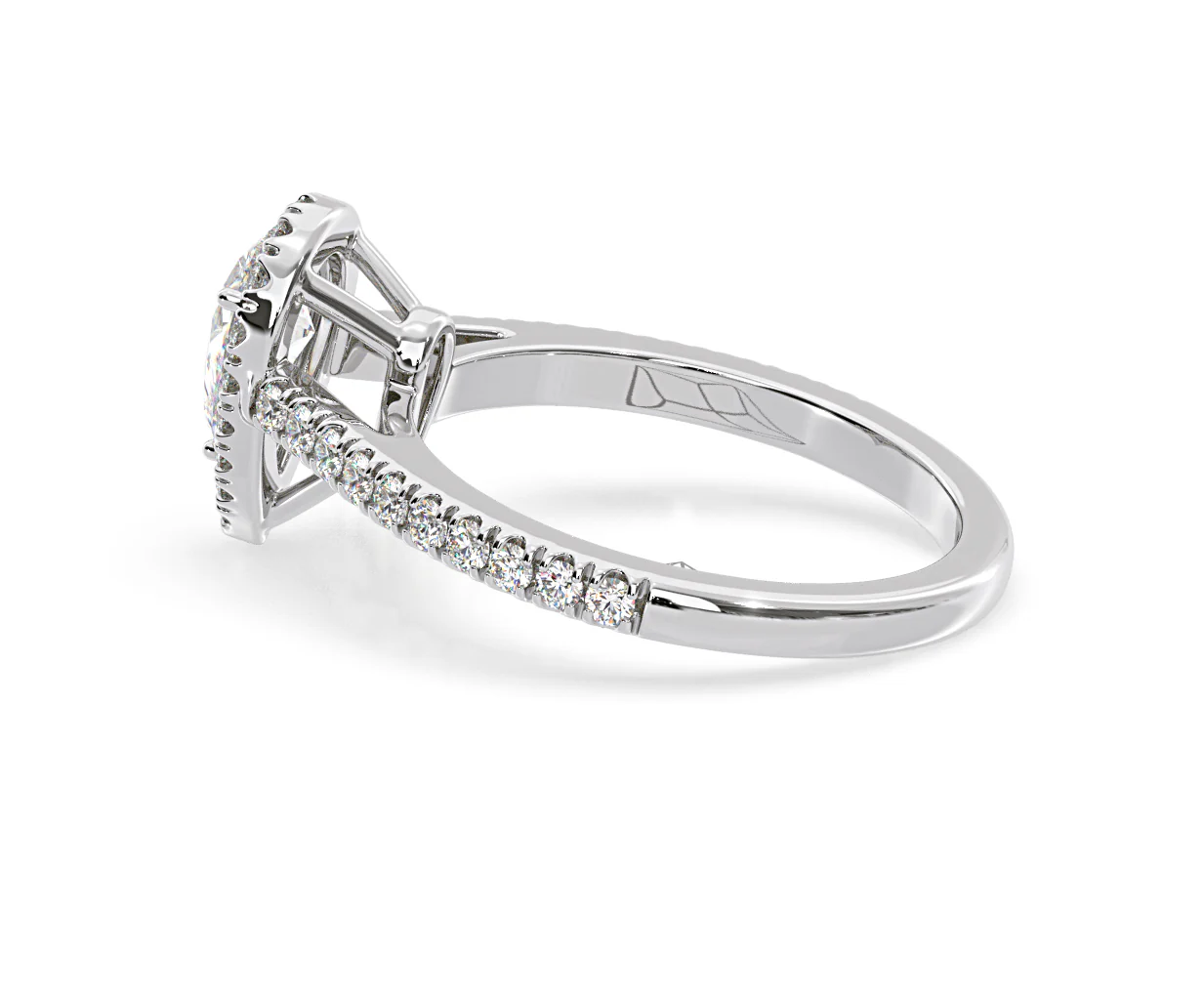 Diana Lab Diamond Pear Halo Engagement Ring Platinum 1ct F/VS1 - Image 113