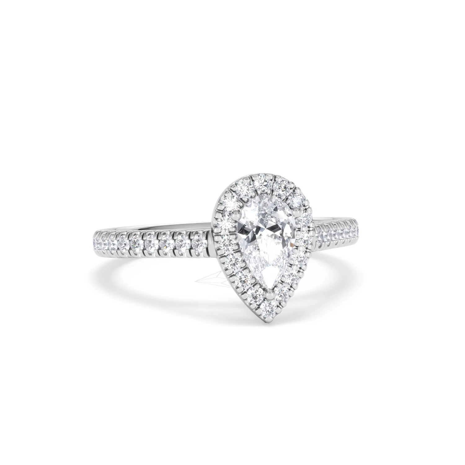 Diana Lab Diamond Pear Halo Engagement Ring Platinum 1ct F/VS1 - Image 12