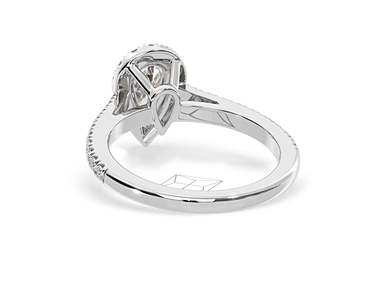 Diana Lab Diamond Pear Halo Engagement Ring Platinum 1ct F/VS1 - Image 124