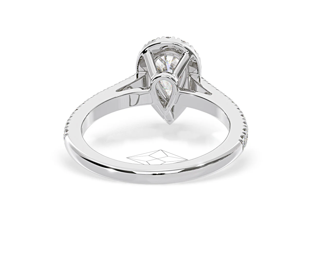 Diana Lab Diamond Pear Halo Engagement Ring Platinum 1ct F/VS1 - Image 130