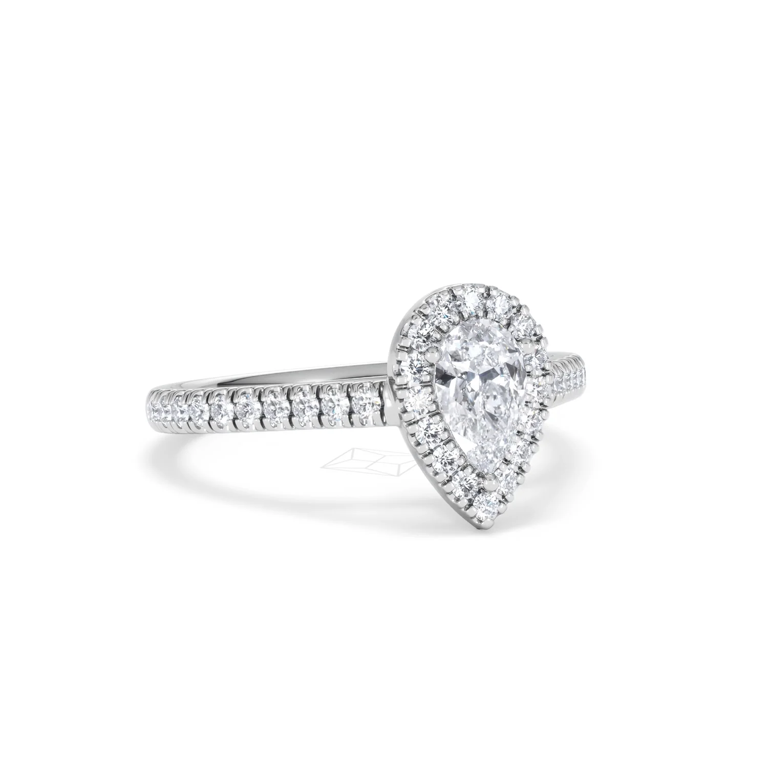 Diana Lab Diamond Pear Halo Engagement Ring Platinum 1ct F/VS1 - Image 14