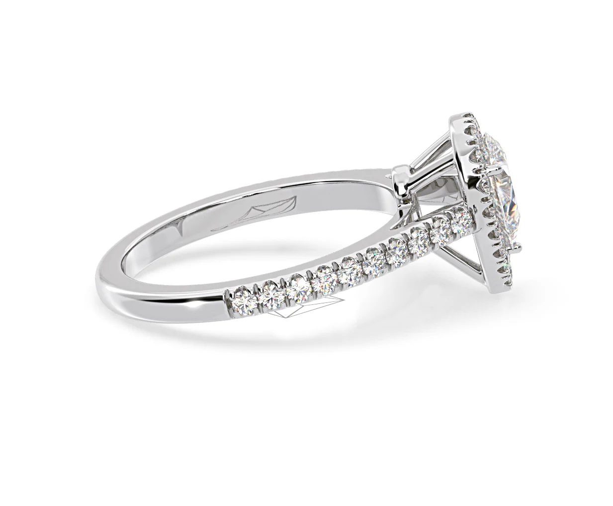 Diana Lab Diamond Pear Halo Engagement Ring Platinum 1ct F/VS1 - Image 148