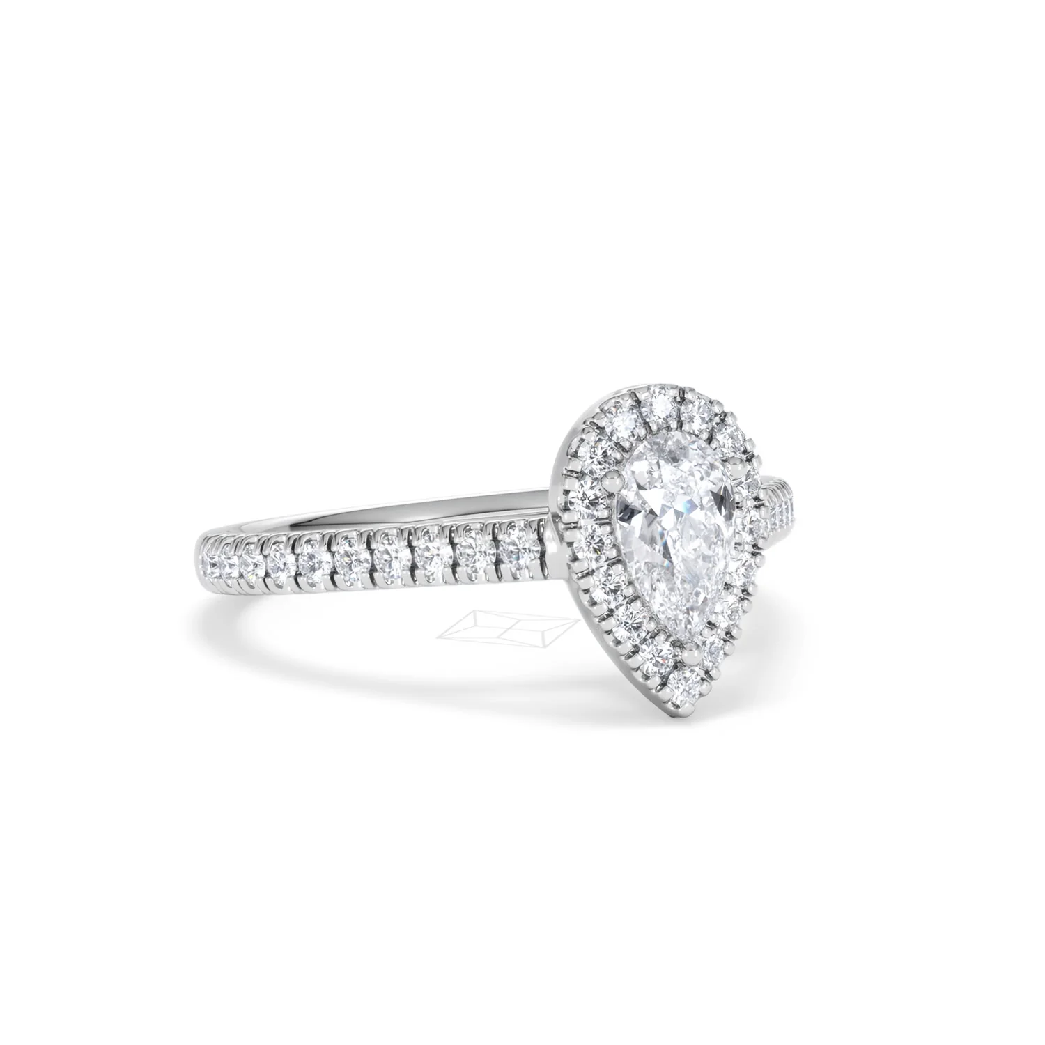 Diana Lab Diamond Pear Halo Engagement Ring Platinum 1ct F/VS1 - Image 15