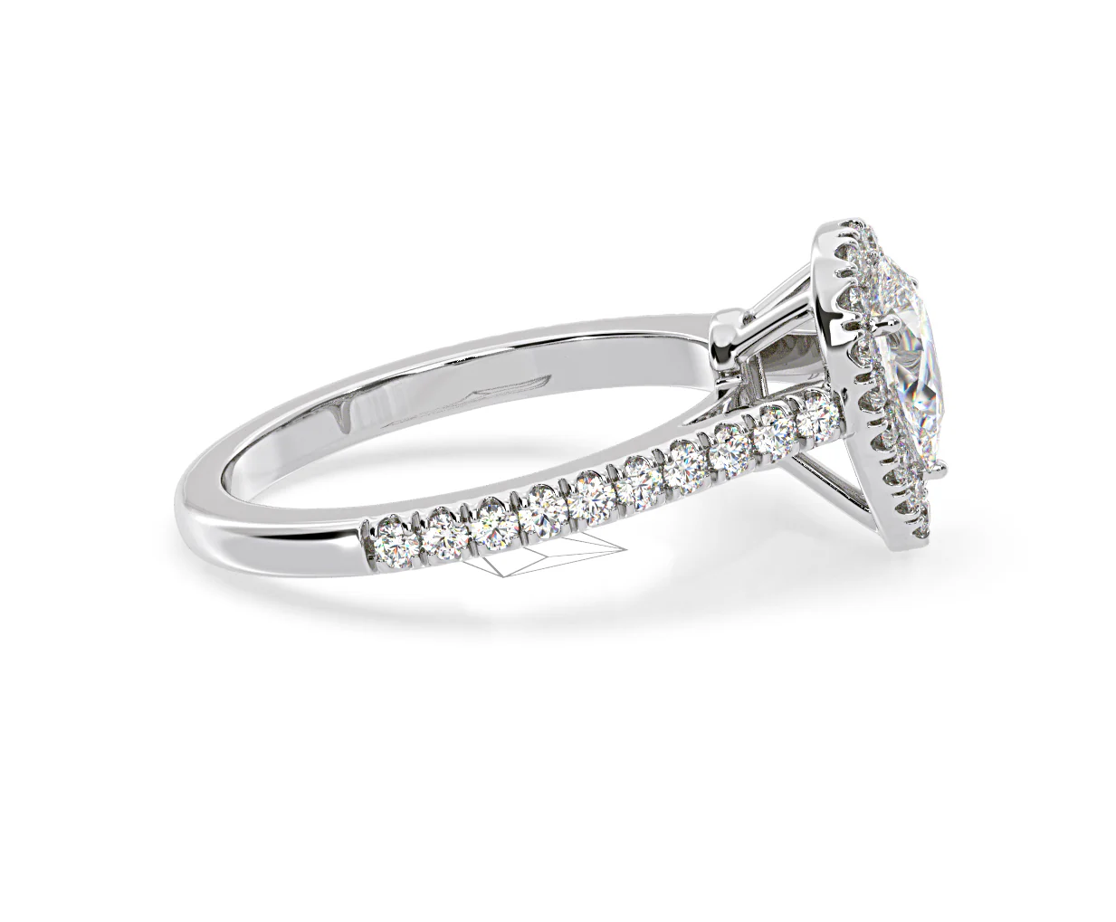 Diana Lab Diamond Pear Halo Engagement Ring Platinum 1ct F/VS1 - Image 150
