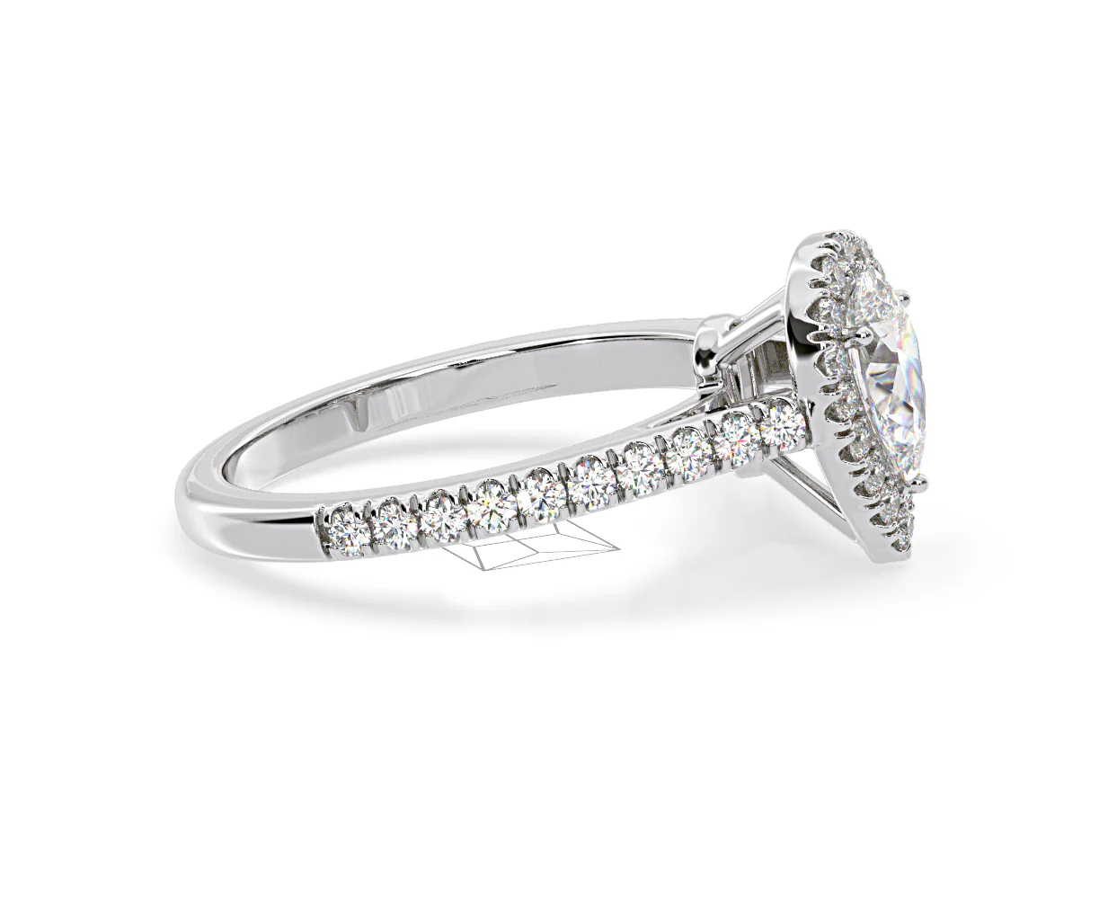 Diana Lab Diamond Pear Halo Engagement Ring Platinum 1ct F/VS1 - Image 152