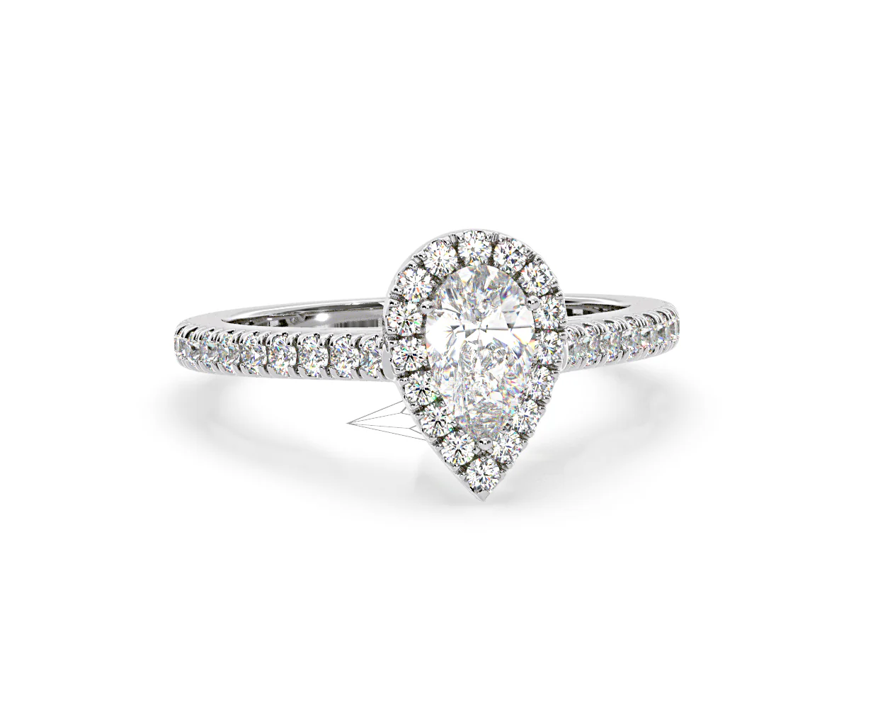 Diana Lab Diamond Pear Halo Engagement Ring Platinum 1ct F/VS1 - Image 166