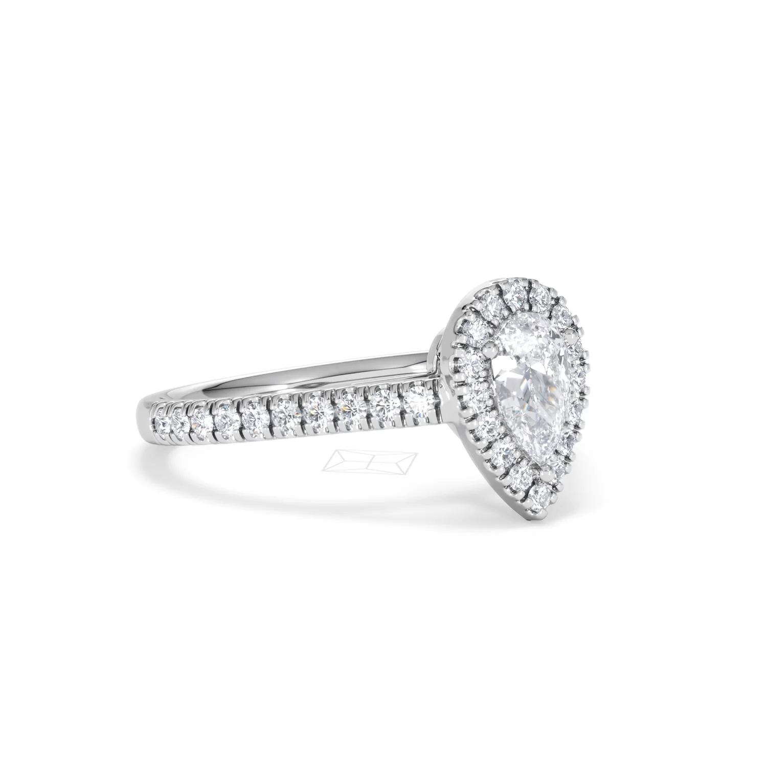 Diana Lab Diamond Pear Halo Engagement Ring Platinum 1ct F/VS1 - Image 17