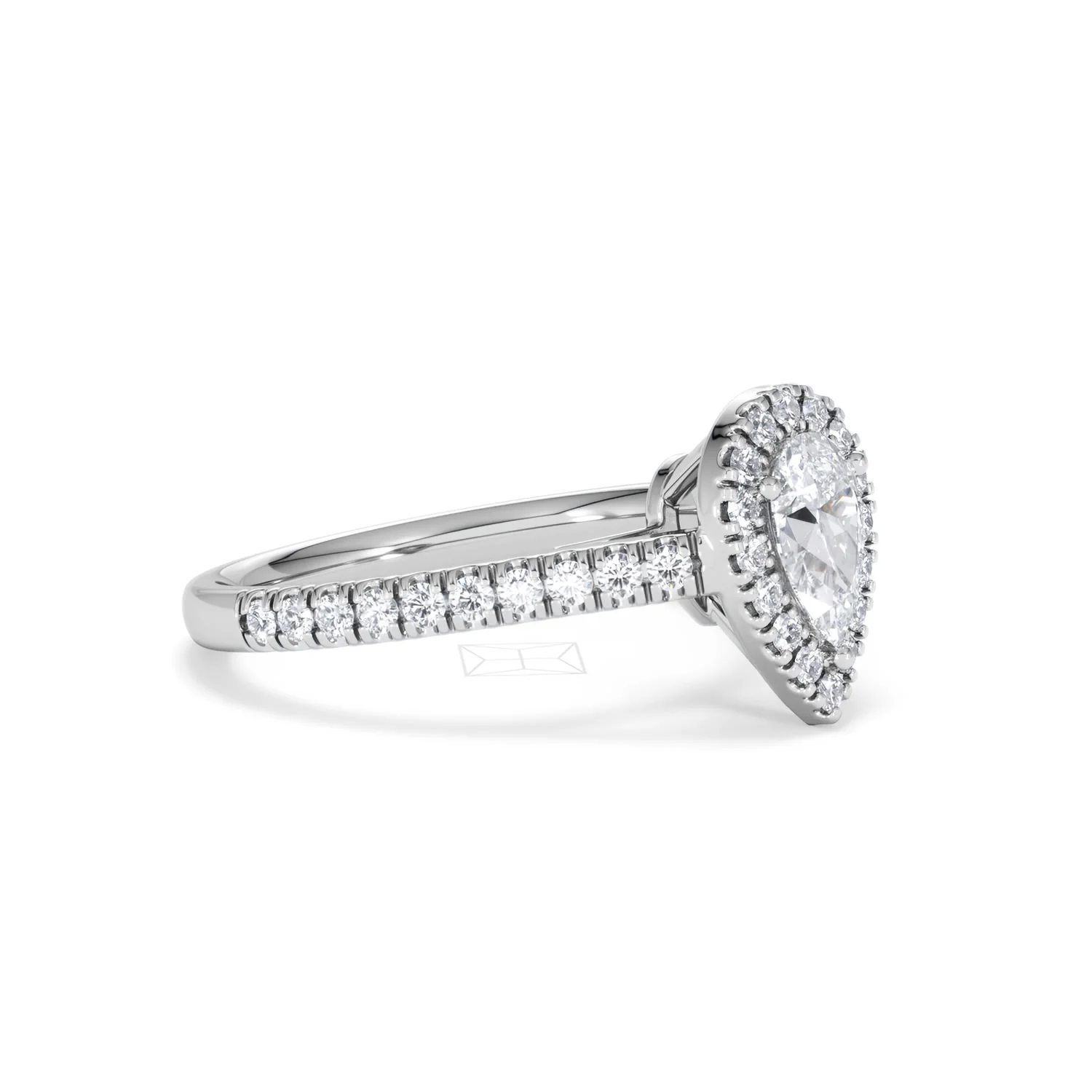 Diana Lab Diamond Pear Halo Engagement Ring Platinum 1ct F/VS1 - Image 20