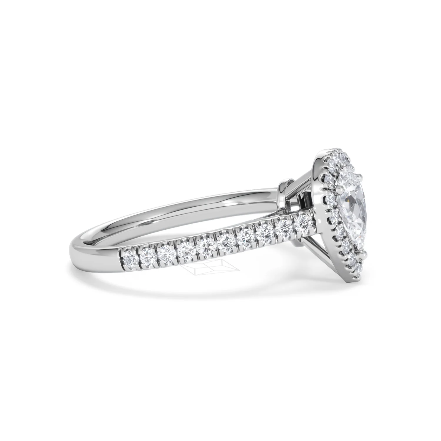 Diana Lab Diamond Pear Halo Engagement Ring Platinum 1ct F/VS1 - Image 24