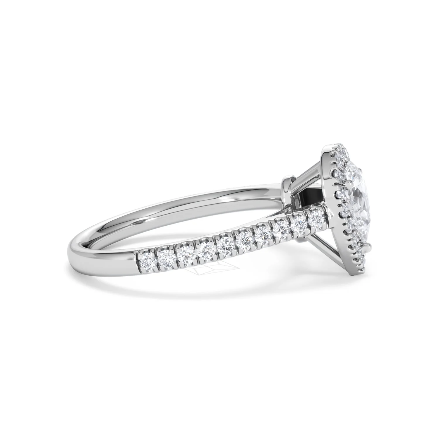 Diana Lab Diamond Pear Halo Engagement Ring Platinum 1ct F/VS1 - Image 26