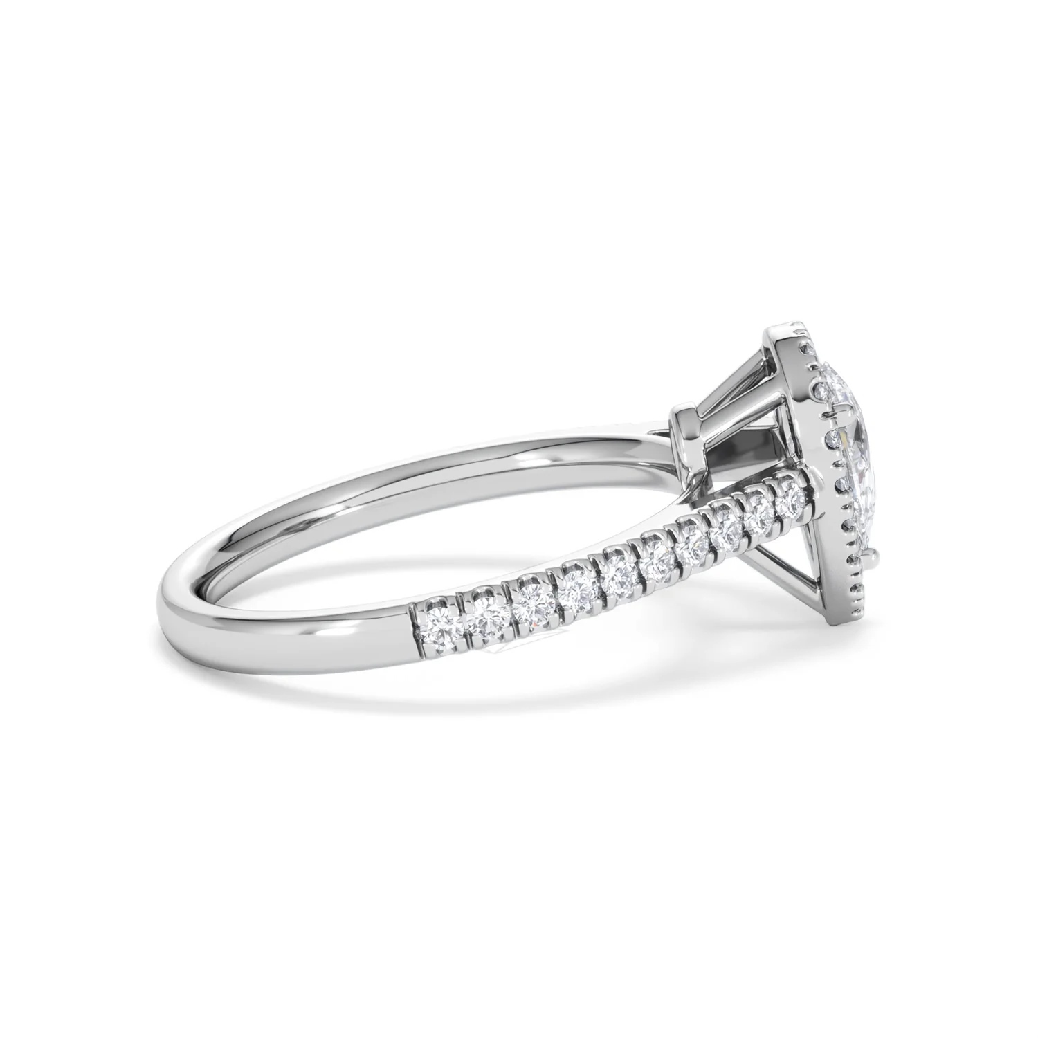 Diana Lab Diamond Pear Halo Engagement Ring Platinum 1ct F/VS1 - Image 30
