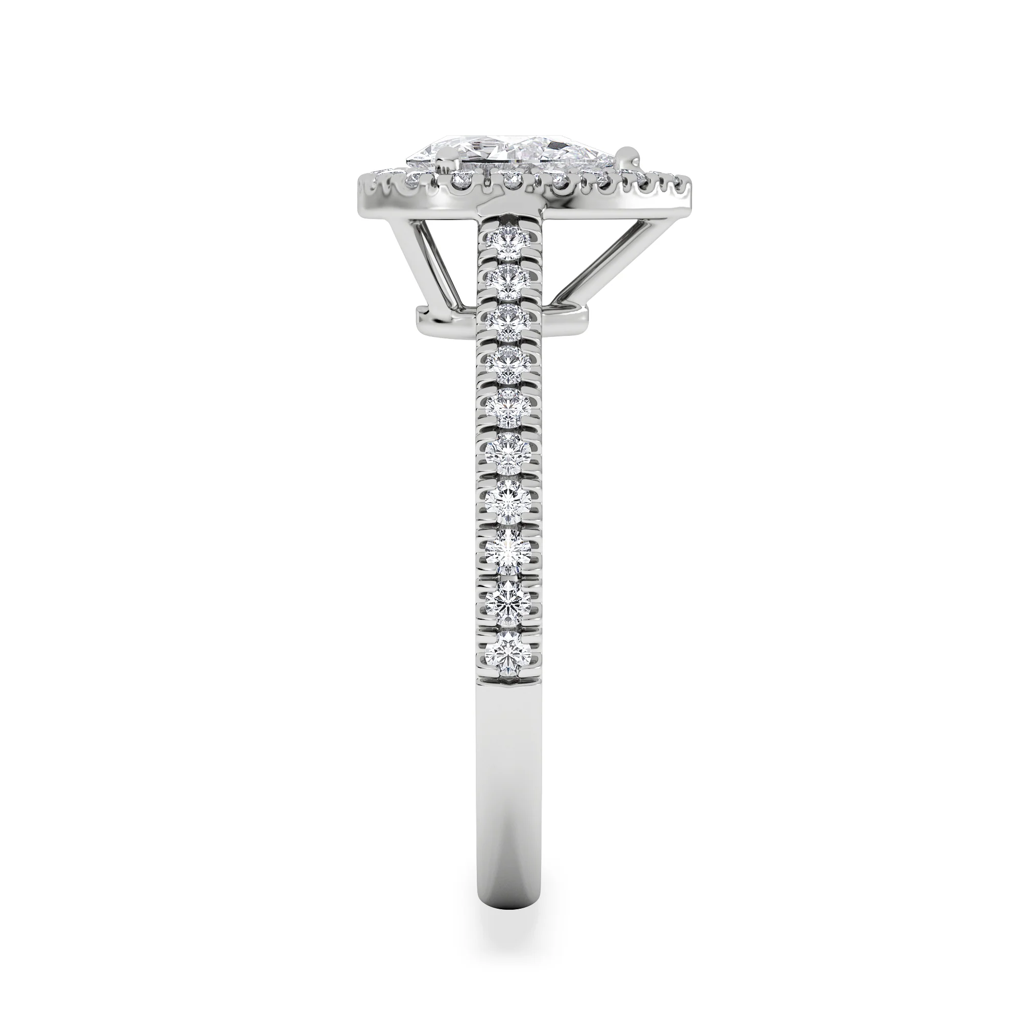 Diana Lab Diamond Pear Halo Engagement Ring Platinum 1ct F/VS1 - Image 5