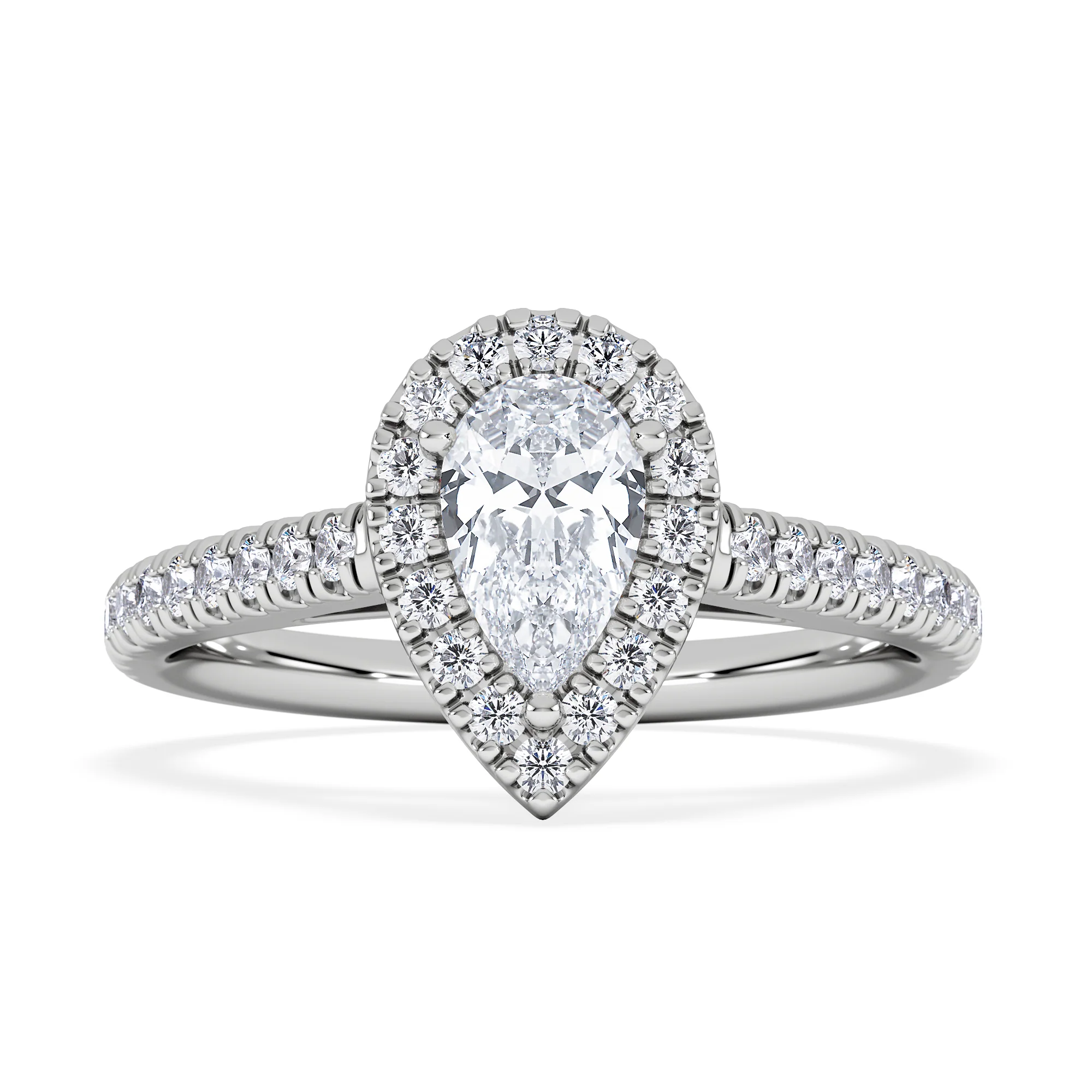 Diana Lab Diamond Pear Halo Engagement Ring Platinum 1ct F/VS1 - Image 7
