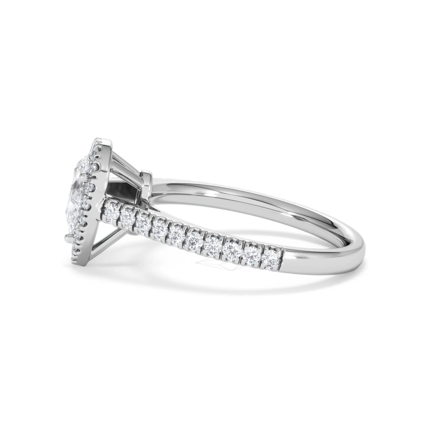Diana Lab Diamond Pear Halo Engagement Ring Platinum 1ct F/VS1 - Image 70