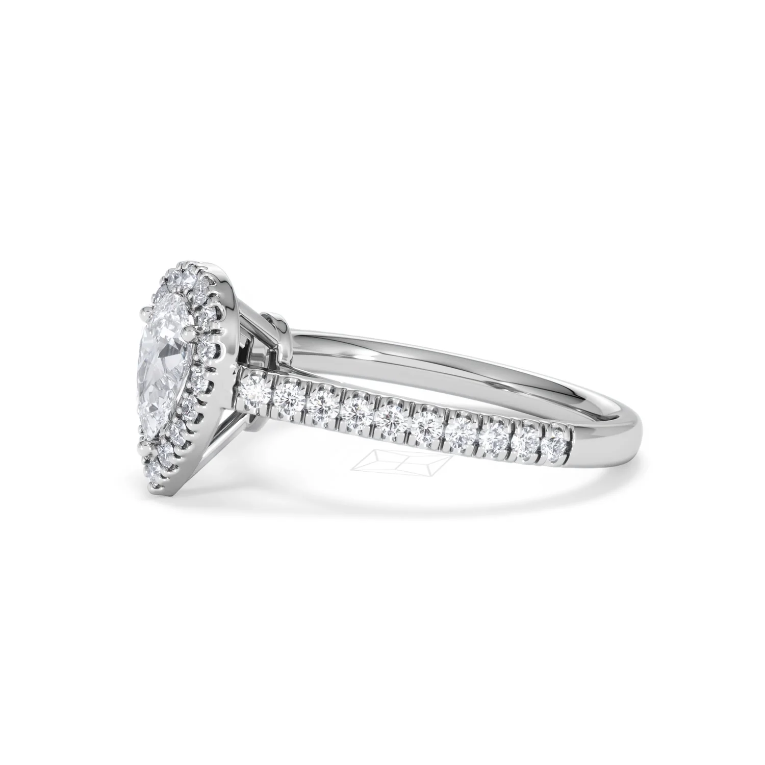 Diana Lab Diamond Pear Halo Engagement Ring Platinum 1ct F/VS1 - Image 75