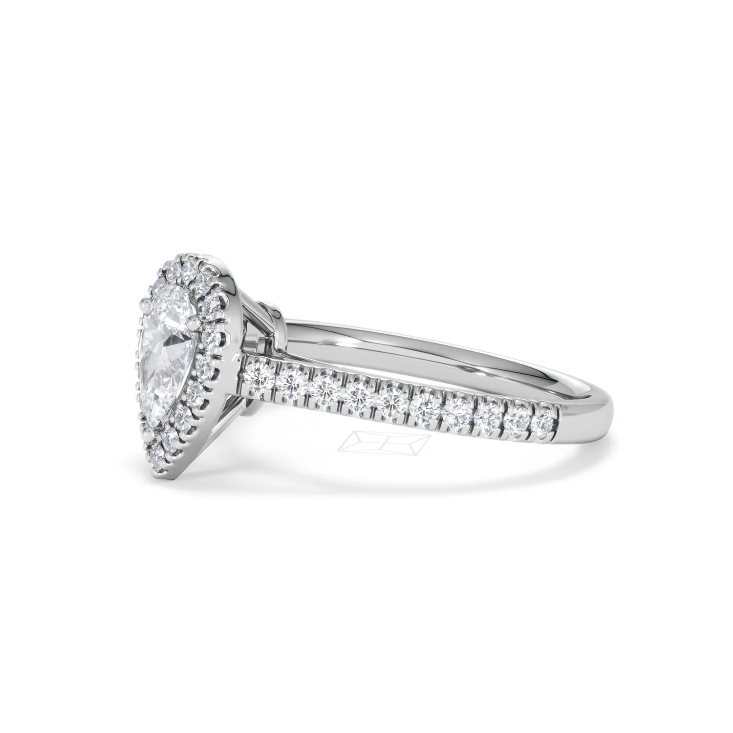 Diana Lab Diamond Pear Halo Engagement Ring Platinum 1ct F/VS1 - Image 76