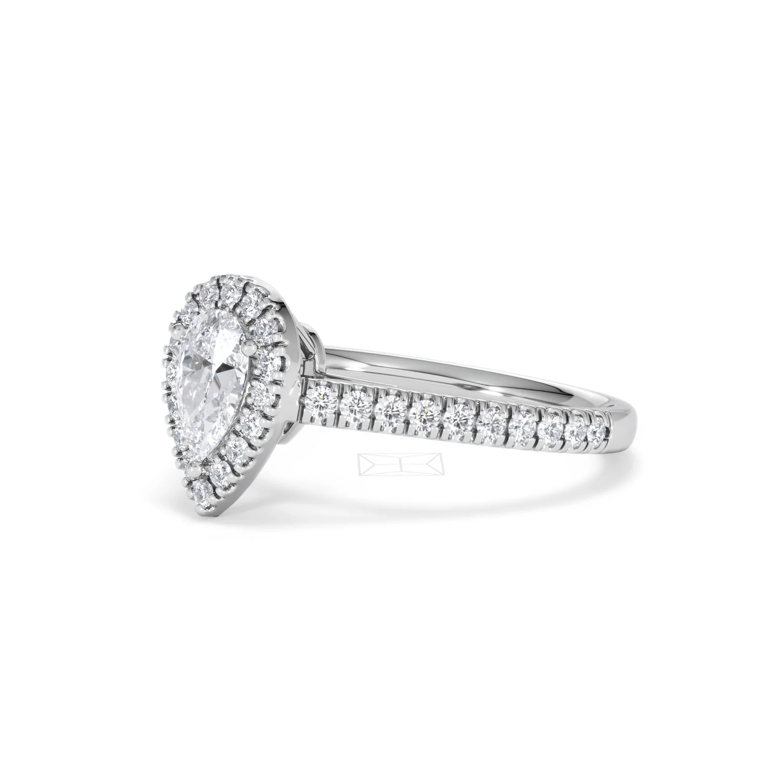 Diana Lab Diamond Pear Halo Engagement Ring Platinum 1ct F/VS1 - Image 79