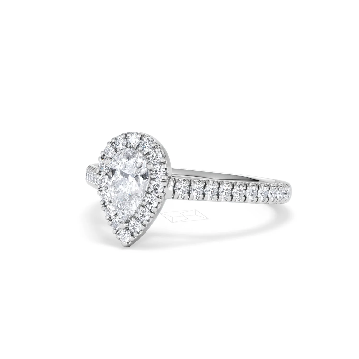 Diana Lab Diamond Pear Halo Engagement Ring Platinum 1ct F/VS1 - Image 83