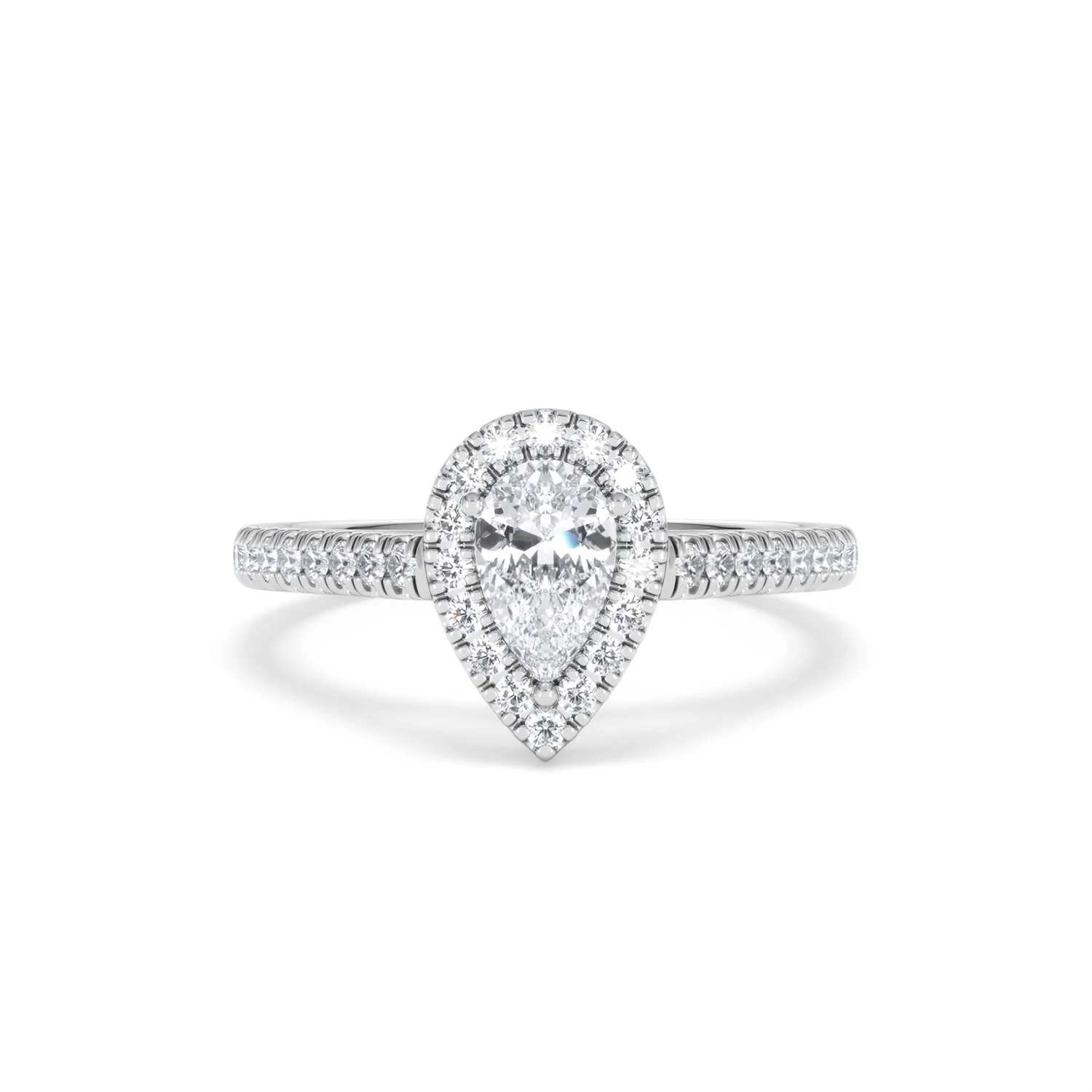 Diana Lab Diamond Pear Halo Engagement Ring Platinum 1ct F/VS1 - Image 9