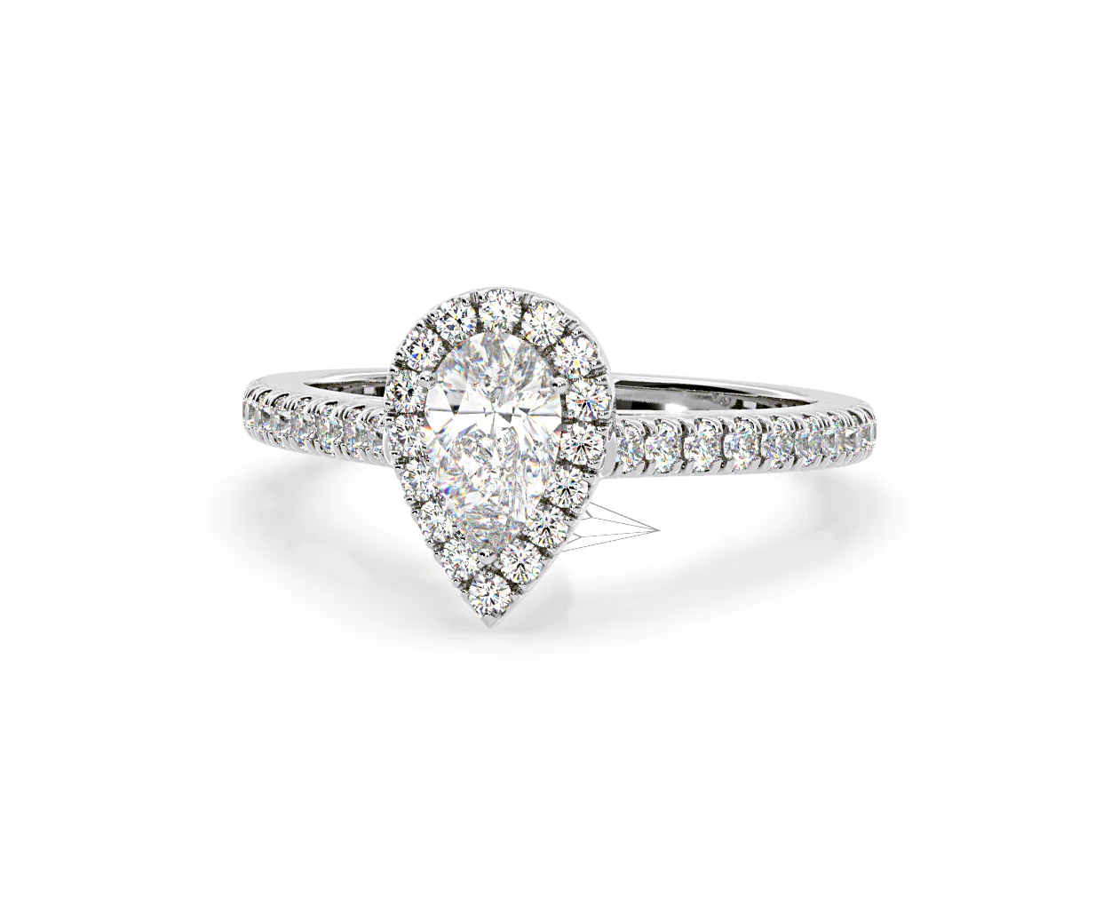 Diana Lab Diamond Pear Halo Engagement Ring Platinum 1ct F/VS1 - Image 91
