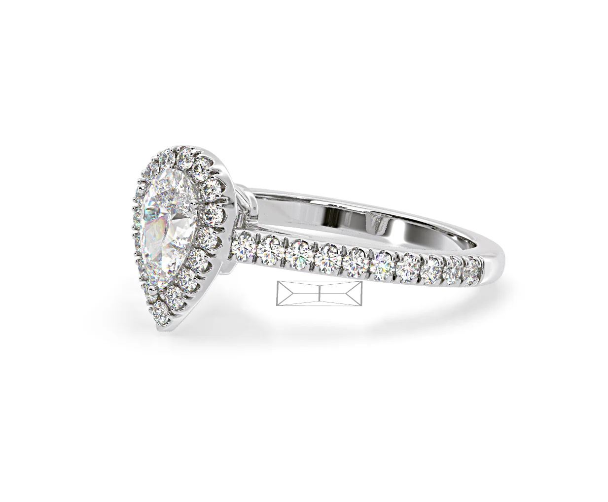 Diana Lab Diamond Pear Halo Engagement Ring Platinum 1ct F/VS1 - Image 99