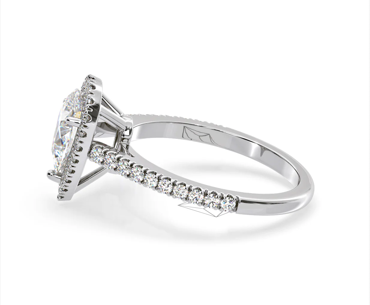Diana Lab Diamond Pear Halo Engagement Ring Platinum 2.10ct F/VS1 - Image 106