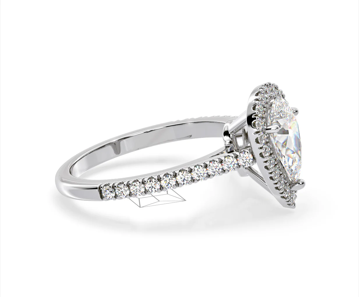 Diana Lab Diamond Pear Halo Engagement Ring Platinum 2.10ct F/VS1 - Image 151