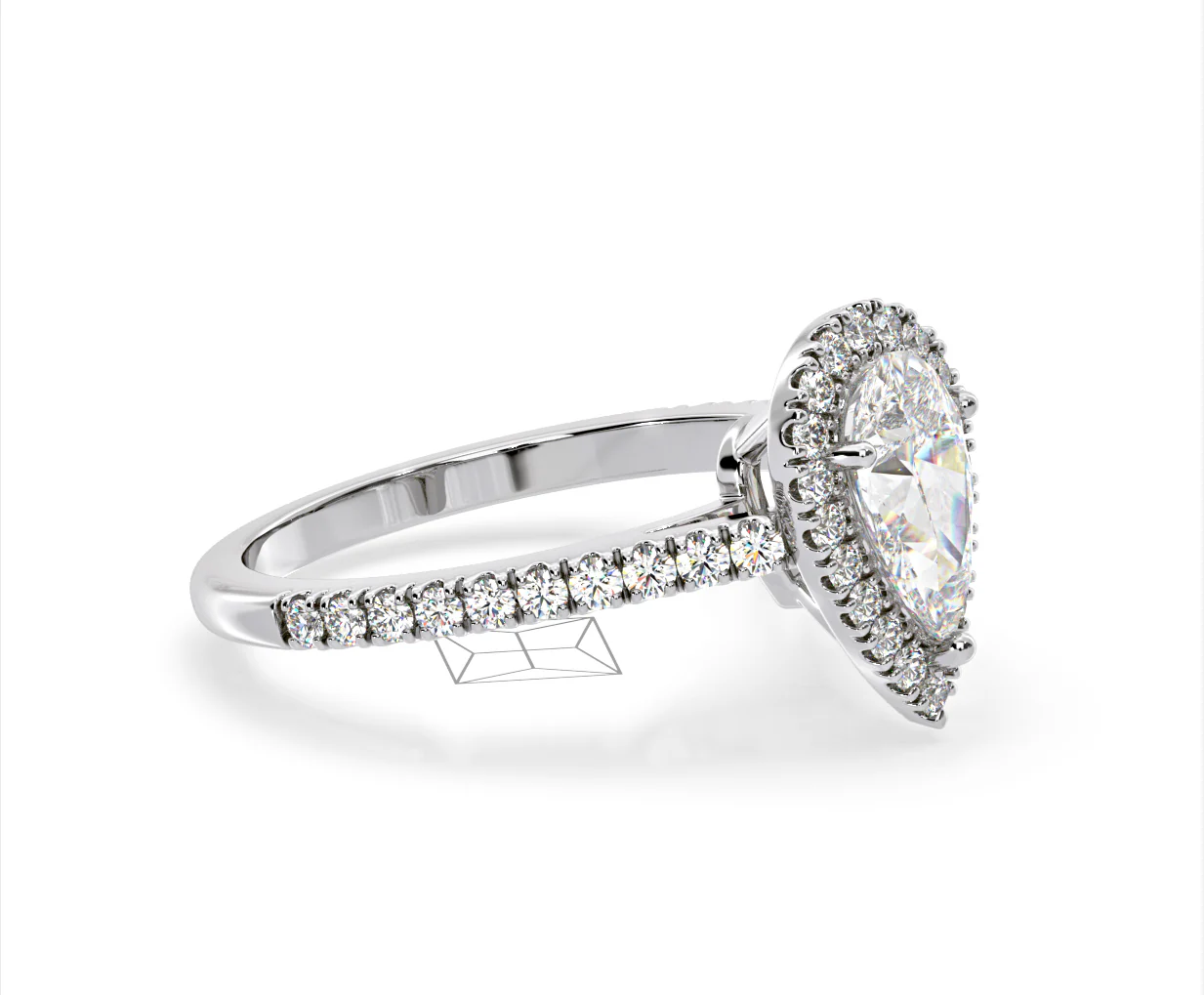 Diana Lab Diamond Pear Halo Engagement Ring Platinum 2.10ct F/VS1 - Image 154