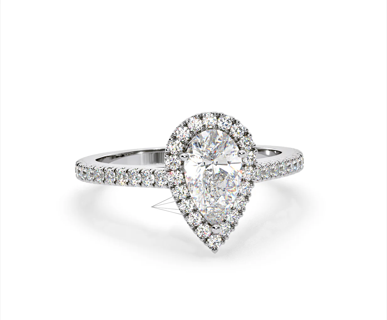 Diana Lab Diamond Pear Halo Engagement Ring Platinum 2.10ct F/VS1 - Image 164