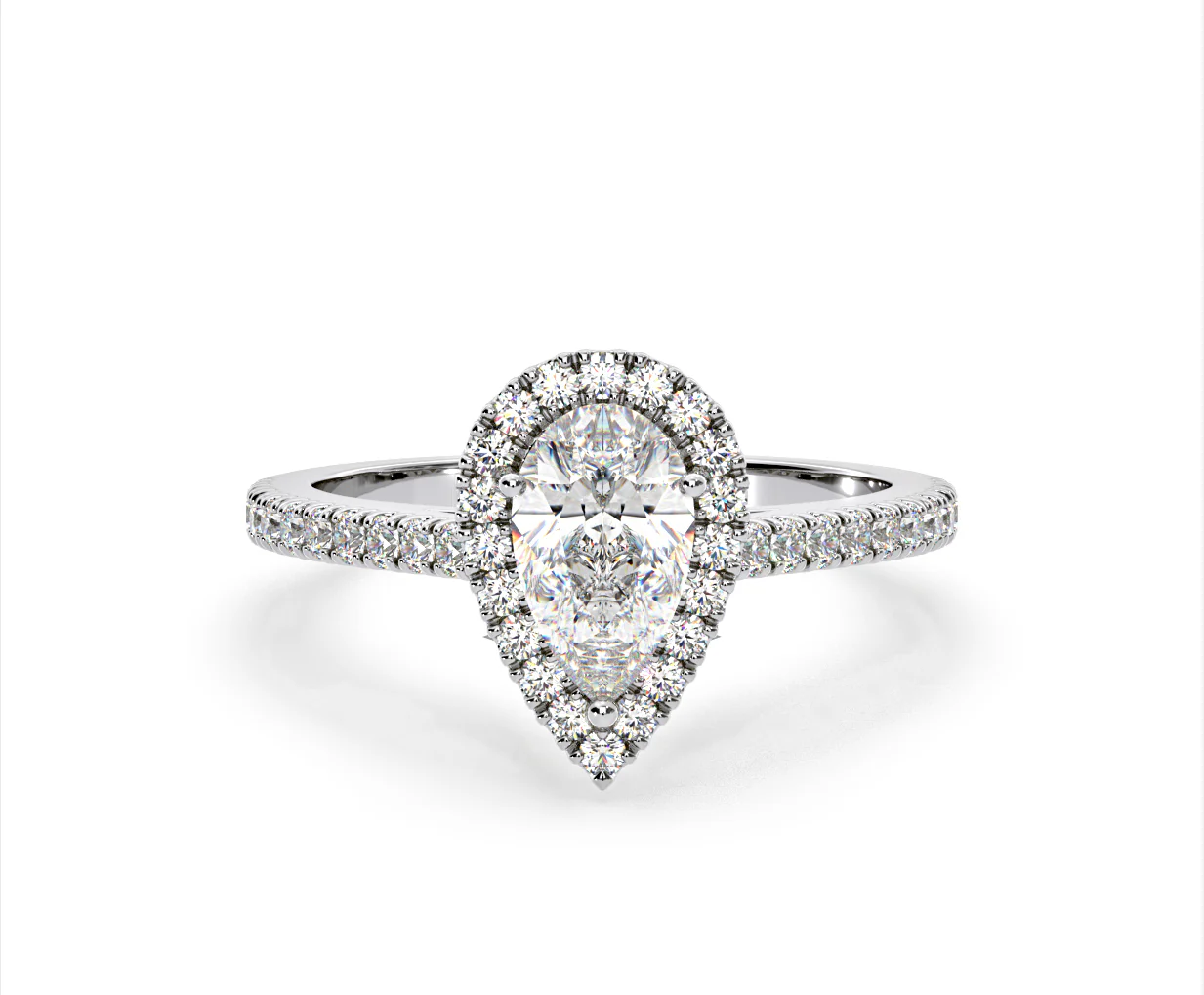 Diana Lab Diamond Pear Halo Engagement Ring Platinum 2.10ct F/VS1 - Image 166
