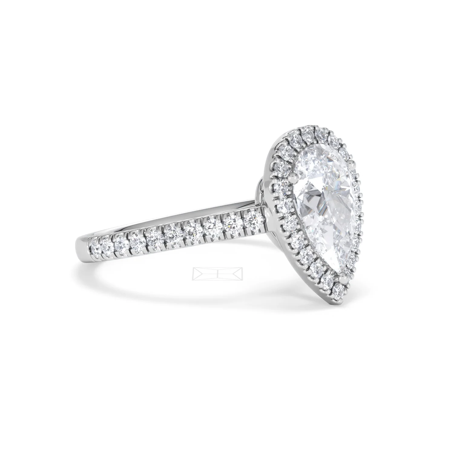 Diana Lab Diamond Pear Halo Engagement Ring Platinum 2.10ct F/VS1 - Image 21