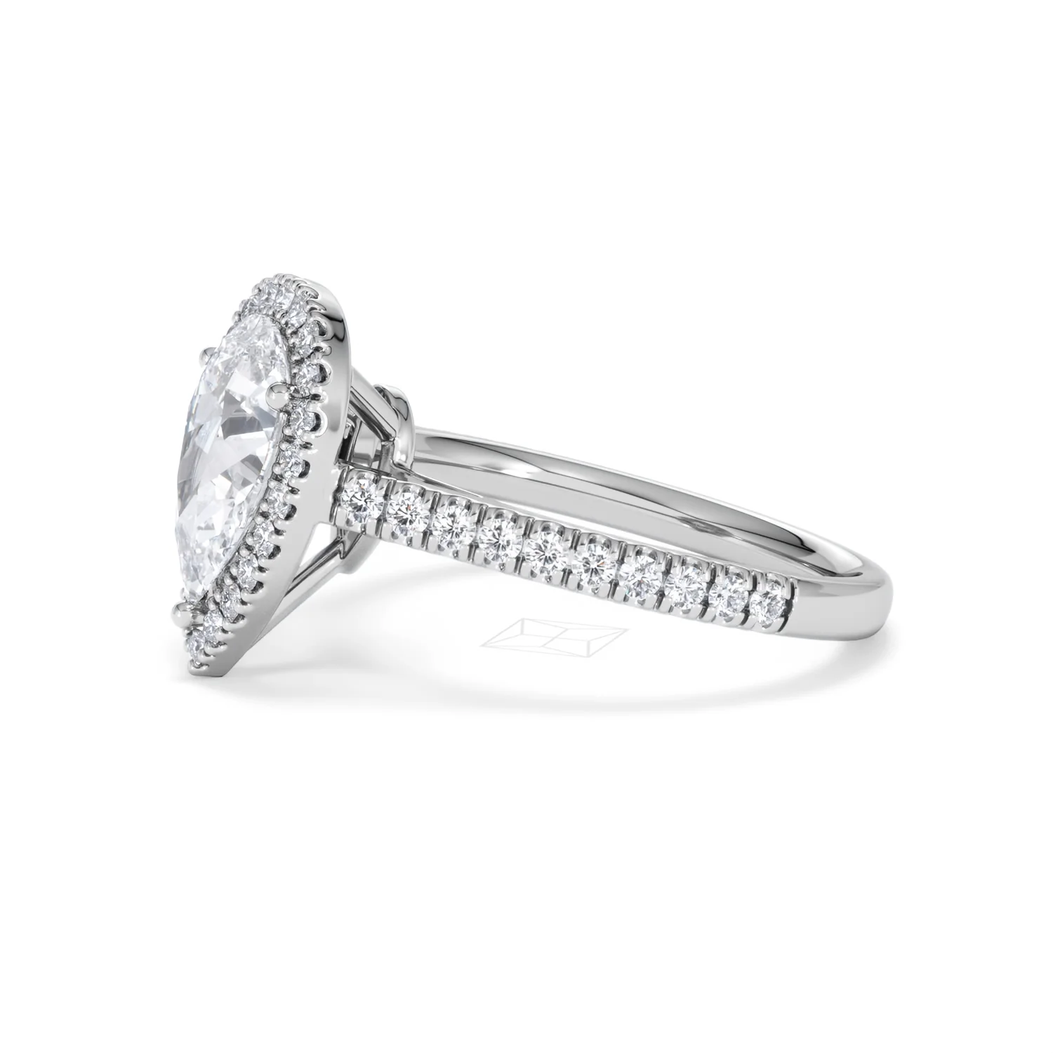Diana Lab Diamond Pear Halo Engagement Ring Platinum 2.10ct F/VS1 - Image 76